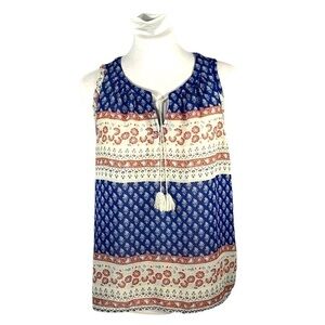 𝅺gap camisole floral boho with Tassels blue red and cream Size Large